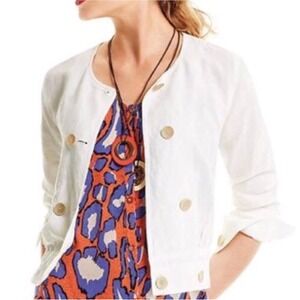 CAbi Style 5096 Piazza Linen Blend Cropped Jacket Size Small